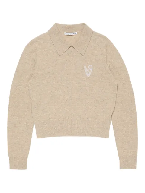 Acne Studios heart-intarsia knit top Neutrals B60380