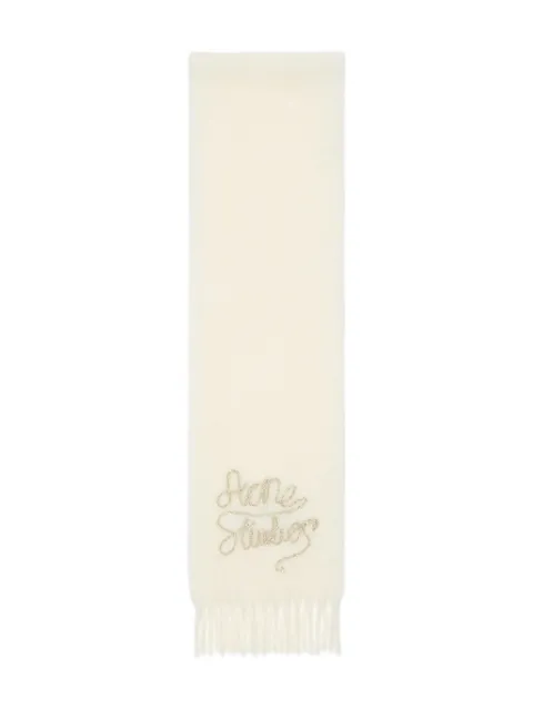 Acne Studios fringed logo-detail scarf Neutrals CA0400