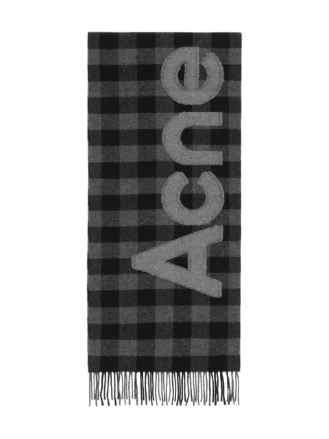 Acne Studios gingham logo scarf Black CA0262