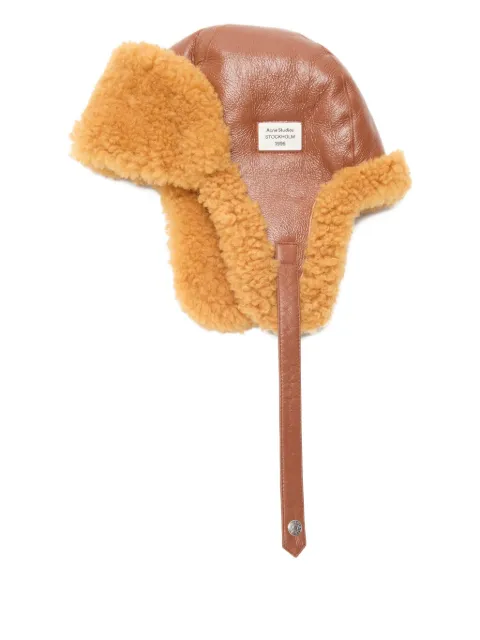 Acne Studios leather shearling hat Brown C40414