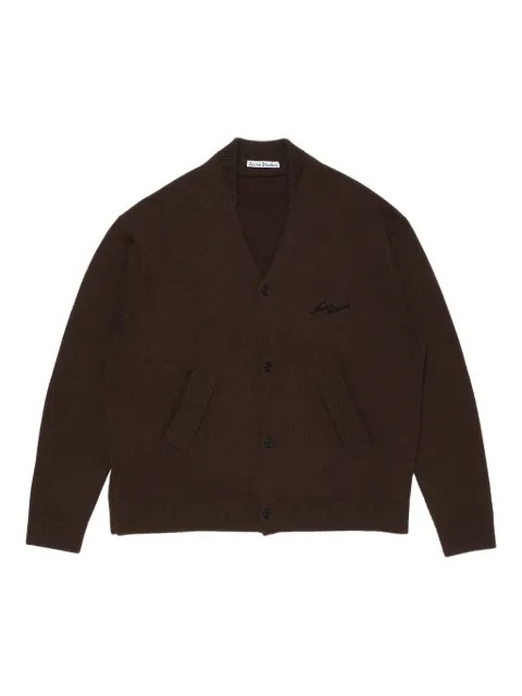 Acne Studios embroidered-logo buttoned cardigan Brown B60381