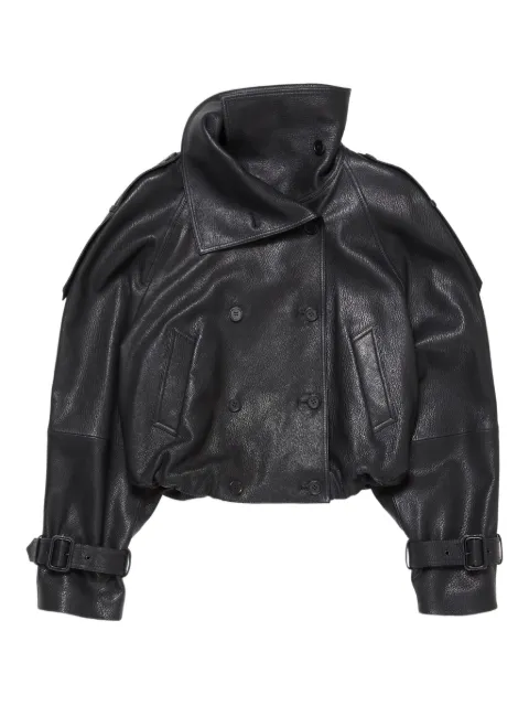 Acne Studios double-breasted buckled-cuffs leather jacket Black A70196
