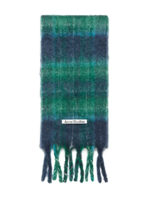 Acne Studios plaid fringed scarf Blue CA0394