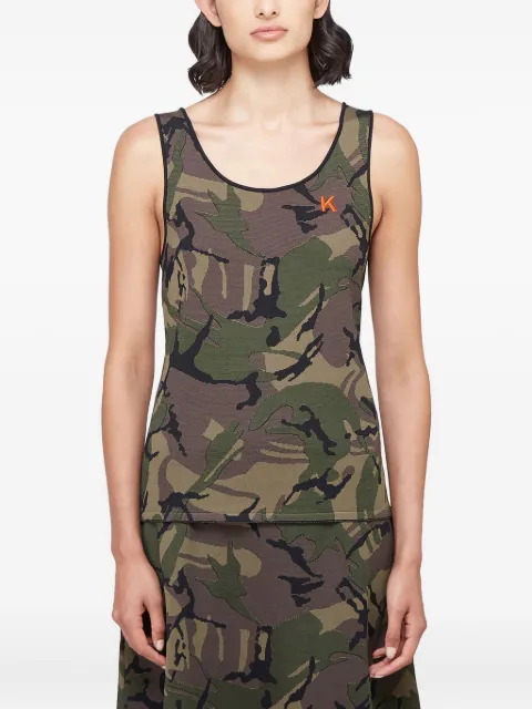Kwaidan Editions camouflage scoop-neck tank top Brown SS20WT044KCJK