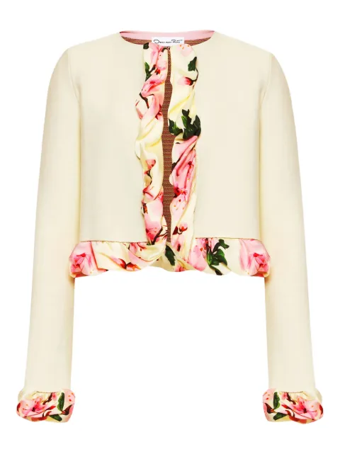 Oscar de la Renta printed-trim jacket White 25PN178FPDECR