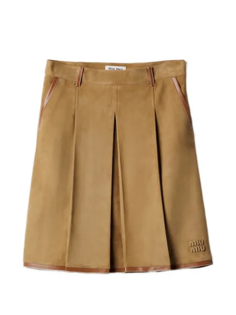 Miu Miu pleated suede skirt Brown MPD814SOOO17QK