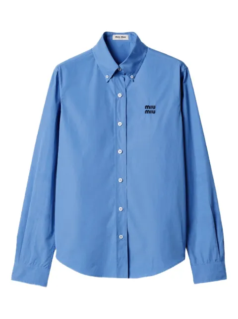 Miu Miu back-vent logo shirt Blue MK1948SOOO10RG