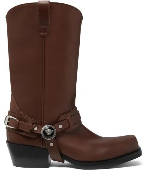 Versace Dana leather cowboy boots Brown 10200481A12155
