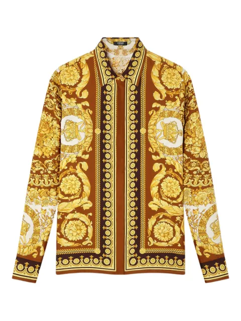 Versace Barocco-print button-up shirt Yellow 10013601A15215