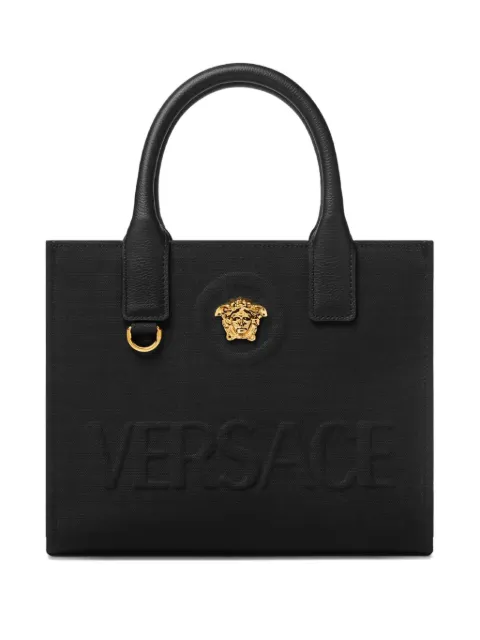 Versace La Medusa mini canvas tote Black 10204481A03095