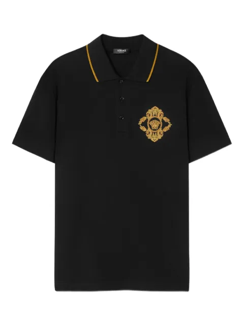 Versace Architectural Baroque-embroidered polo shirt Black 10139061A14973