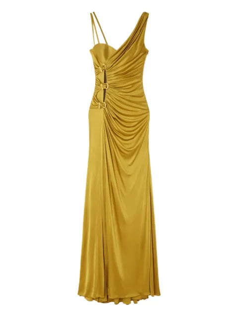 Versace ruched evening gown Yellow 10204221A12497