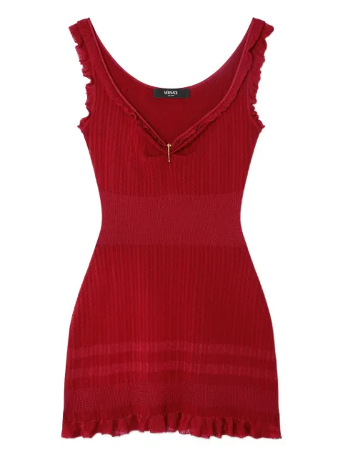 Versace ruffled ribbed dress Red 10203721A14744