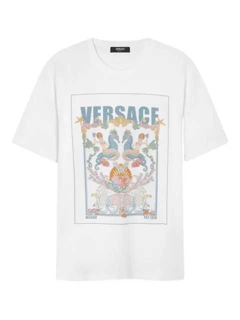 Versace Coral Theatre Postcard T-Shirt White 10133021A15099
