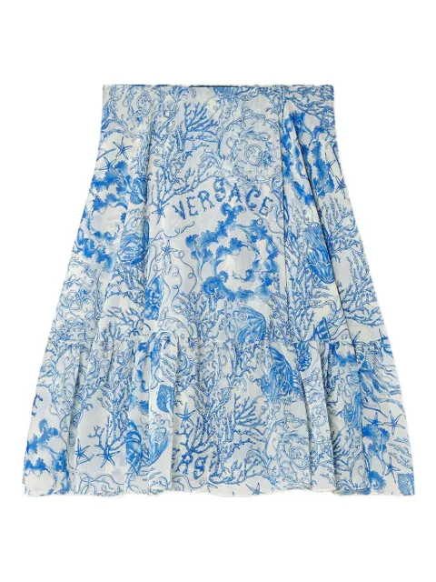 Versace Underwater Barocco crêpe midi skirt Blue 10206421A15243