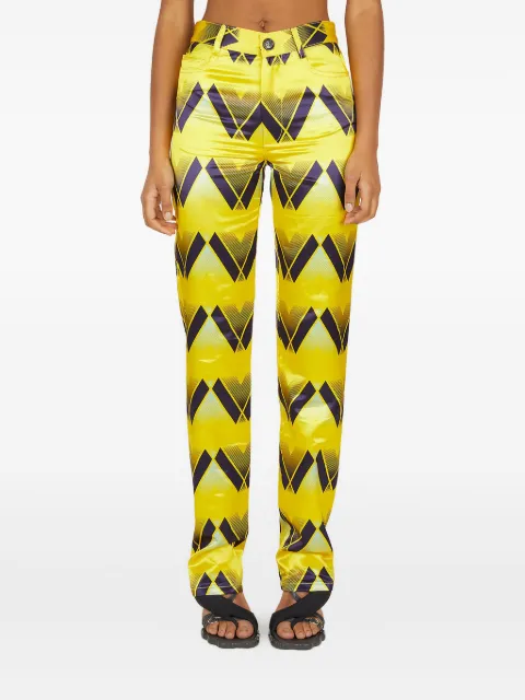 MERYLL ROGGE graphic-print satin trousers Yellow WF22614GEOVISCOSEDUCHESSEYELLOW