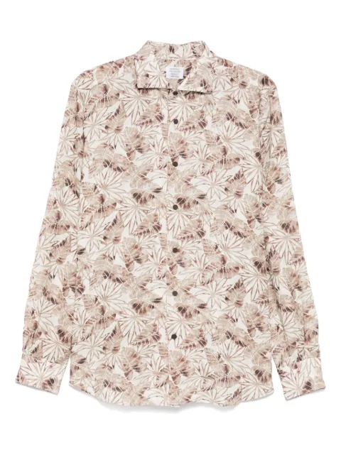 Mazzarelli leaf-print shirt Neutrals B164W41641SLIM