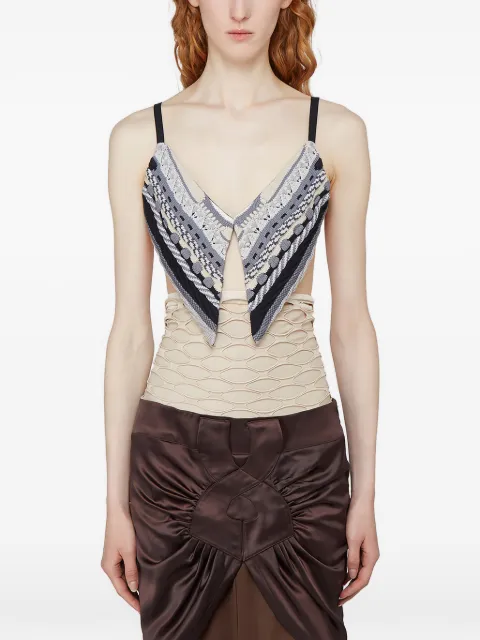 SECTION8 intarsia V-neck top Grey KNITBRA