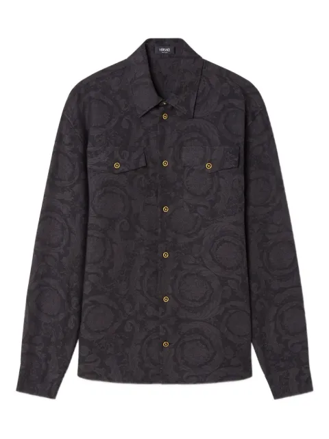 Versace Barocco jacquard chambray shirt Black 10211261A15017