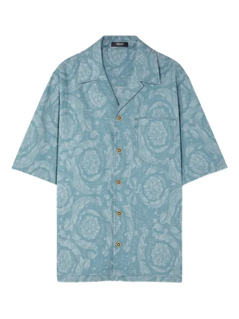Versace Barocco-print short-sleeve shirt Blue 10078361A15031