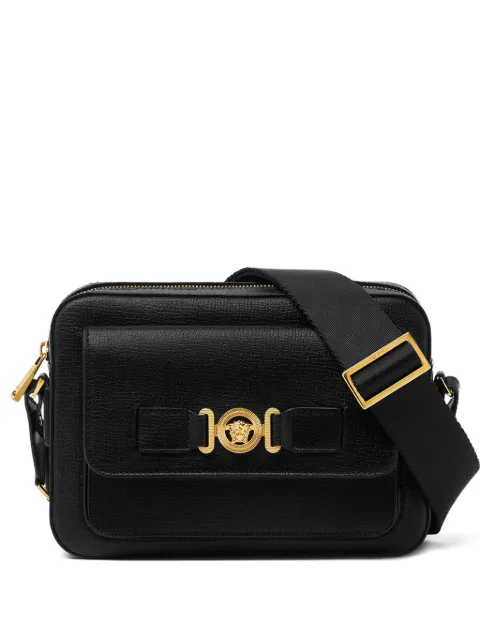 Versace Medusa Biggie leather messenger bag Black 10202271A10544