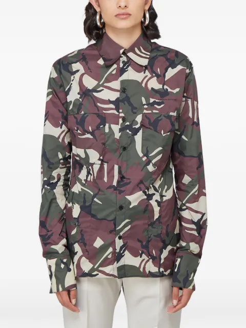 Kwaidan Editions camouflage print point collar shirt Green SS20WT039WPPS