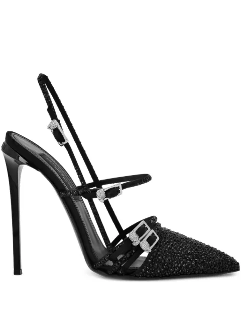Philipp Plein multi-strap high-heel slingback pumps 12 mix strass Black FAESWSD0687PTE138N