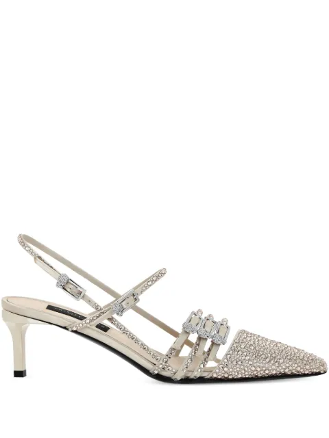 Philipp Plein multi-strap mid-heels slingbacks 5 mix strass Neutrals FAESWSD0689PTE138N