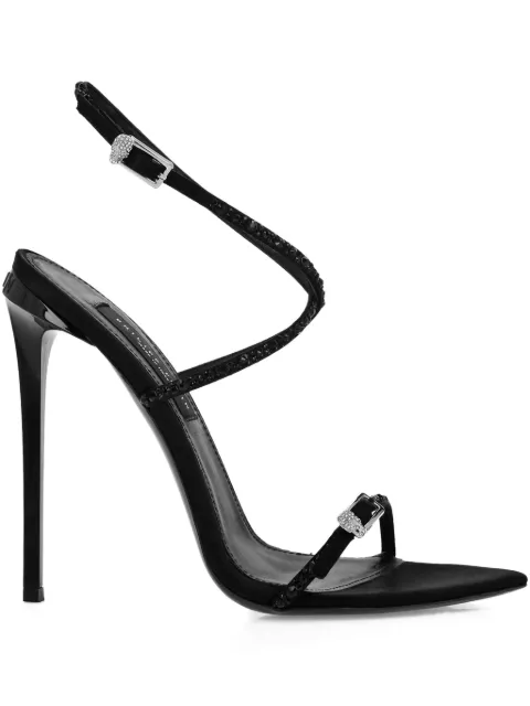 Philipp Plein crossing high heels sandals 12 strass Black FAESWSA0760PLE010N
