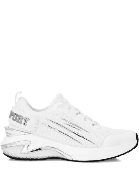 Plein Sport metallic-stripe mesh trainers White FAESUSC0779STE003N