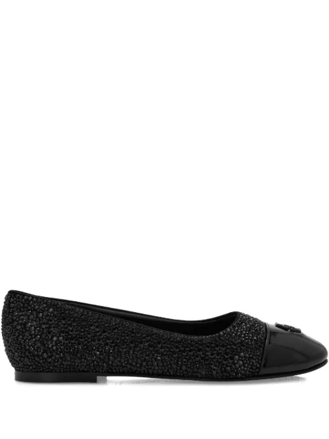 Philipp Plein strass logo ballerina flats Black FAESWSB0271PTE138N