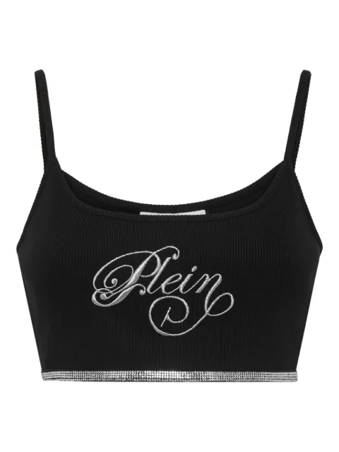 Philipp Plein Strass Signature mini tank top Black FAECWTK3765PTE003N