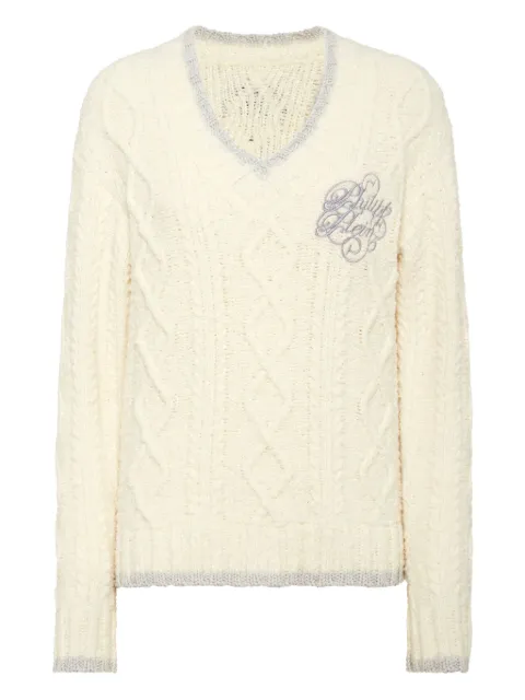 Philipp Plein logo-embroidered jumper White FAECWKO0647PTE003N