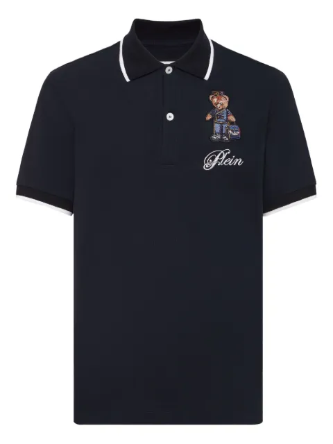 Philipp Plein polo shirt Hotel Teddy Bear Blue FAECMTK8584PTE179N