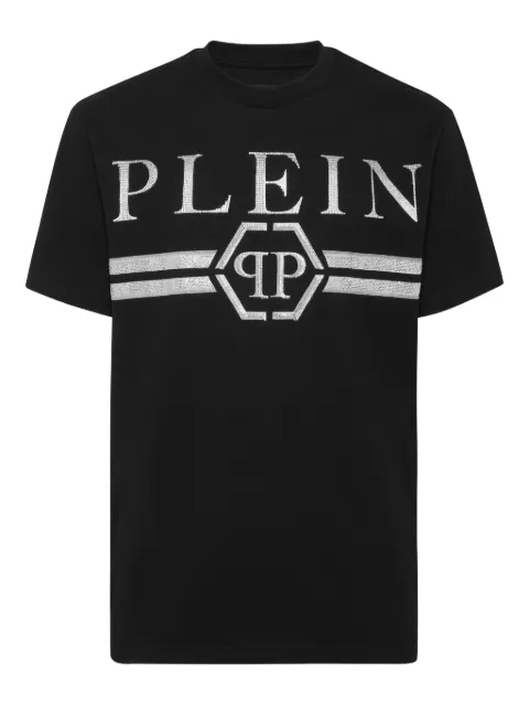 Philipp Plein stones stripes T-shirt Black FAECMTK8457PJY002N