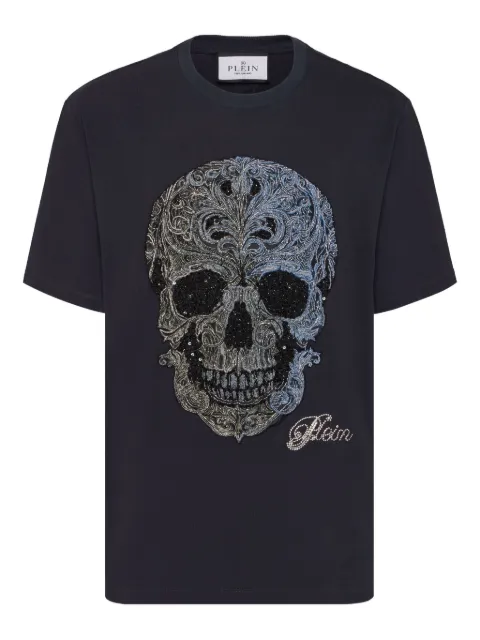 Philipp Plein degrade round neck T-shirt skull Blue FAECMTK8390PJY002N