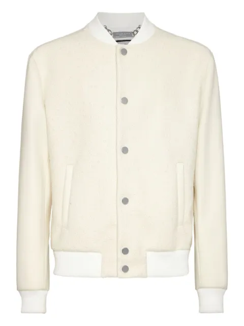 Philipp Plein rhinestone-embellished bomber jacket Neutrals FAECMRB2839PTE003N