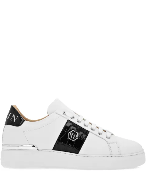 Philipp Plein crocodile-effect panelled sneakers White FAESUSC0664PLE010N