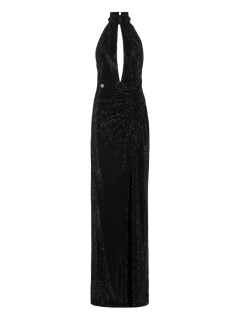 Philipp Plein backless long evening dress mix strass Black FAECWRG3455PTE003N