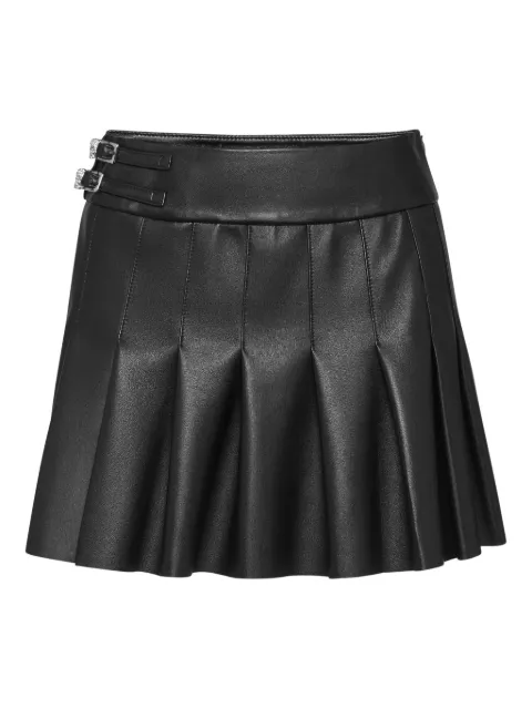Philipp Plein leather pleated mini skirt Black FAECWLV0116PLE010N