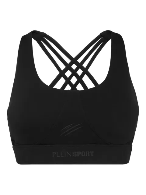 Plein Sport crisscross-strap sports bra Black FAECWJU0091STE003N