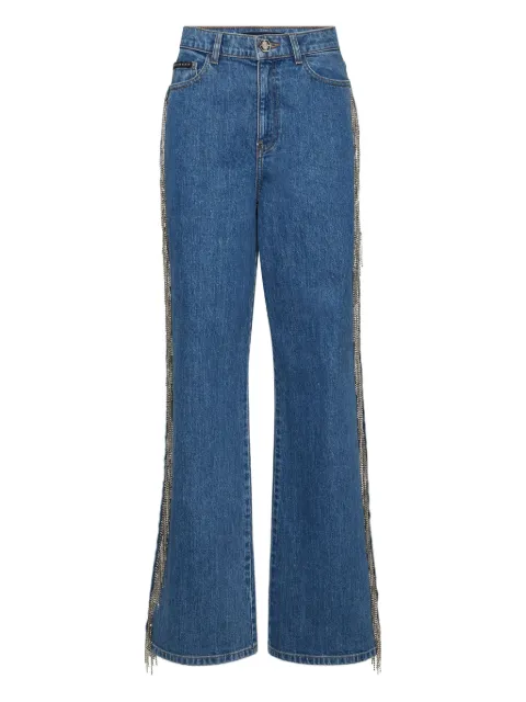 Philipp Plein skater fit jeans crystal fringes Blue FAECWDT2839PDE004N