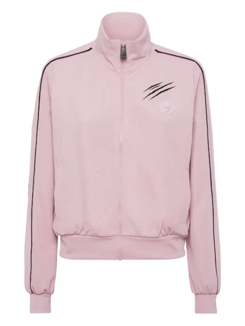 Plein Sport logo-patch zip-up jacket Pink FAECWJB1894STE003N