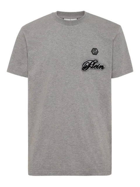 Philipp Plein logo-embroidered T-shirt Grey FAECMTK8537PJY002N