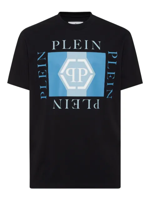 Philipp Plein logo-print hexagon T-shirt Black FAECMTK8460PJY002N