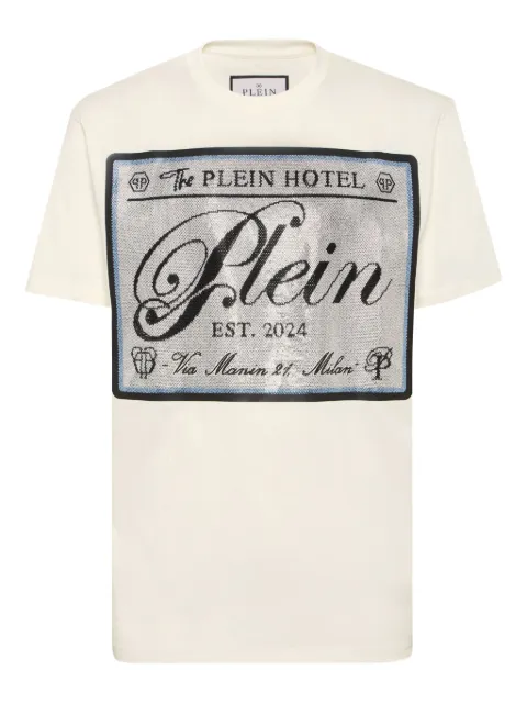 Philipp Plein logo stones-embellished T-shirt White FAECMTK8462PJY002N