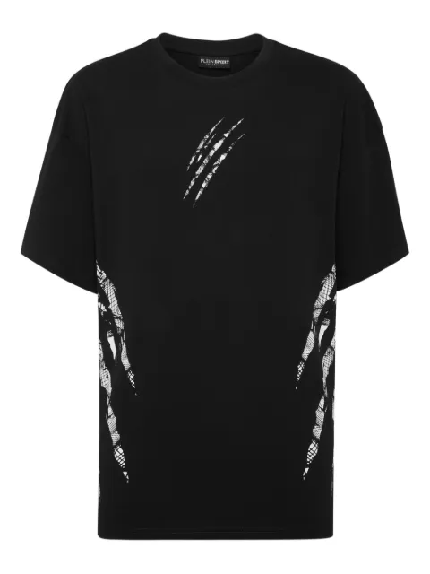 Plein Sport claw-print cotton T-shirt Black FAECMTK8358STE001N