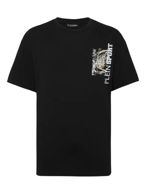 Plein Sport tiger-print cotton T-shirt Black FAECMTK8368STE001N