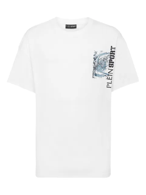 Plein Sport tiger-print cotton t-shirt White FAECMTK8368STE001N