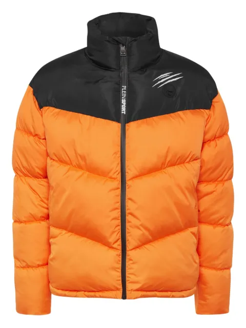 Plein Sport colour-block chevron padded jacket Orange FAECMRB2909STE003N